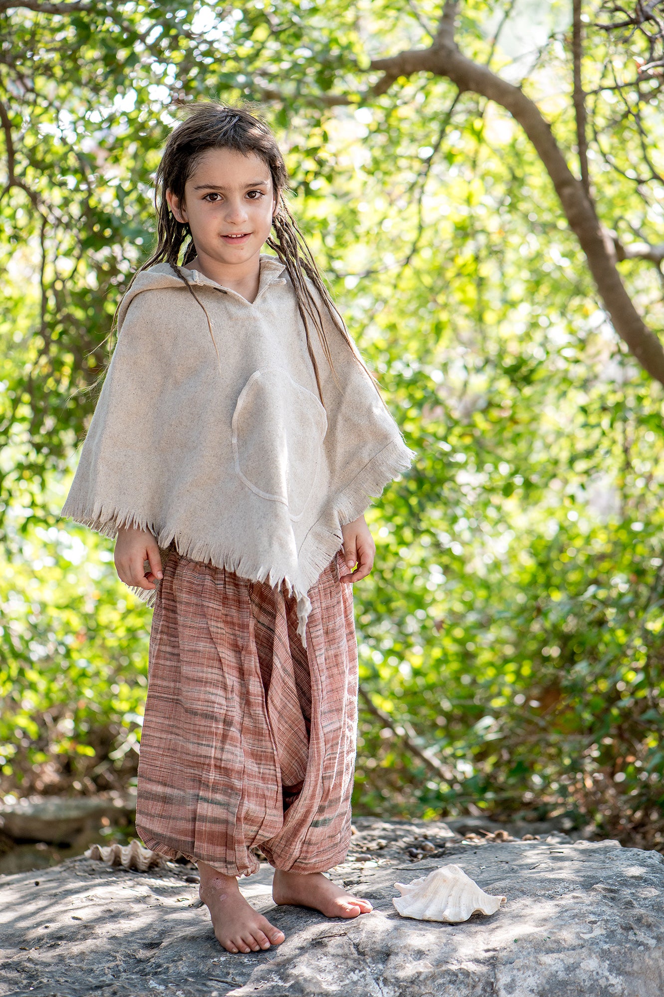 Thick Wool Poncho For Kids ⋙ Pure Handwoven Wool