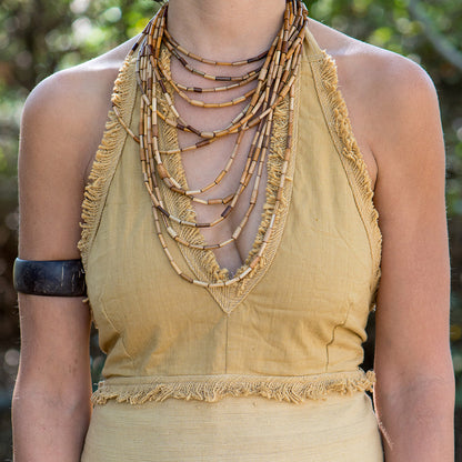 Desert Brown Earth Frayed Top ⋘⋙ Handwoven Khadi Cotton