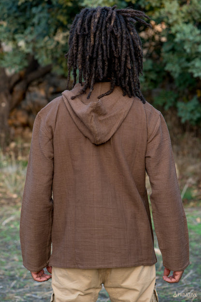 Pullover with Hoodie ⫸ Handwoven Khadi Cotton