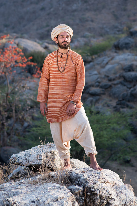 Traditional Long Kurta »» Handwoven Khadi Cotton
