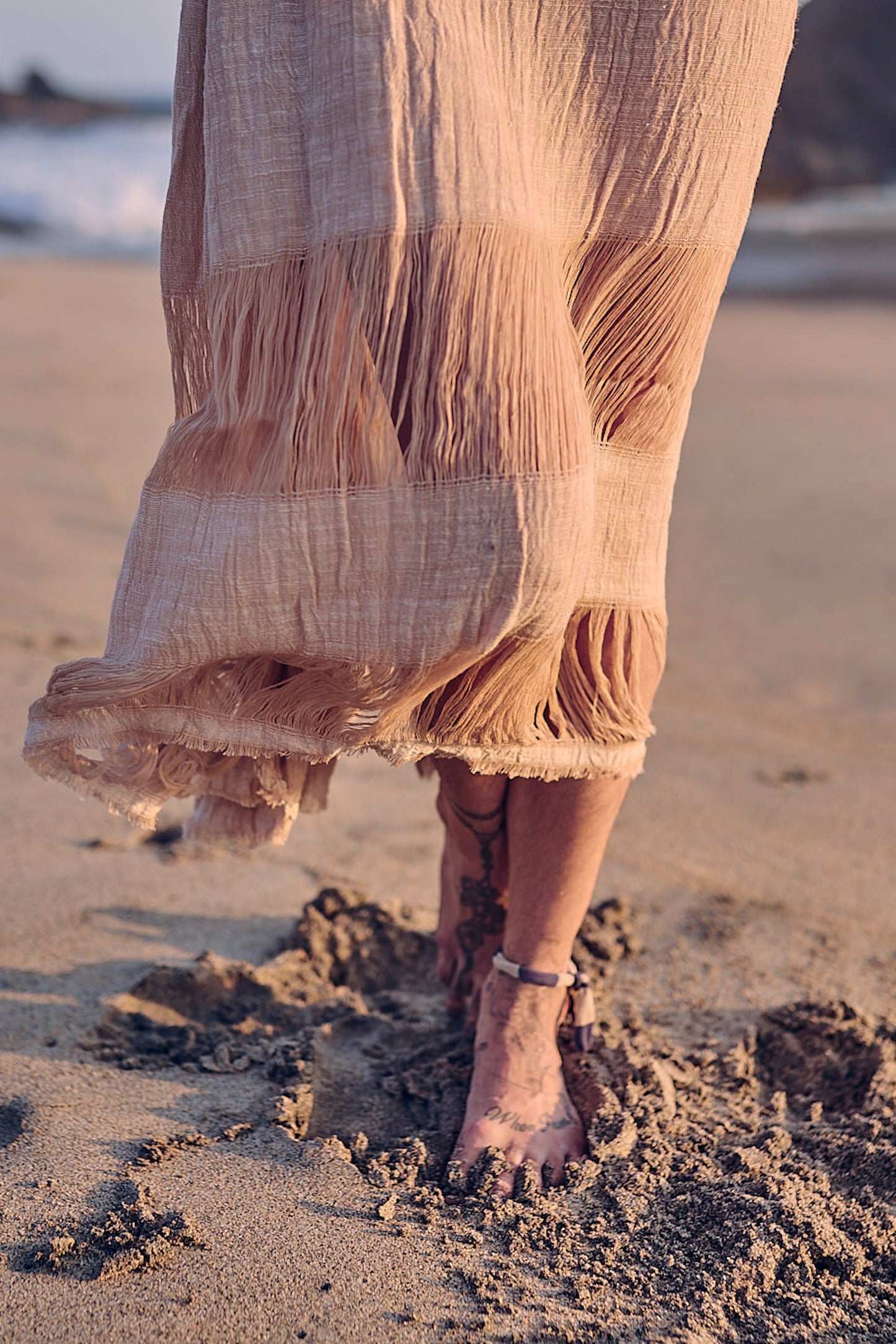 Frayed Coyuchi Cotton Kaftan >> Native Brown Cotton >> Hand Stitched Kaftan