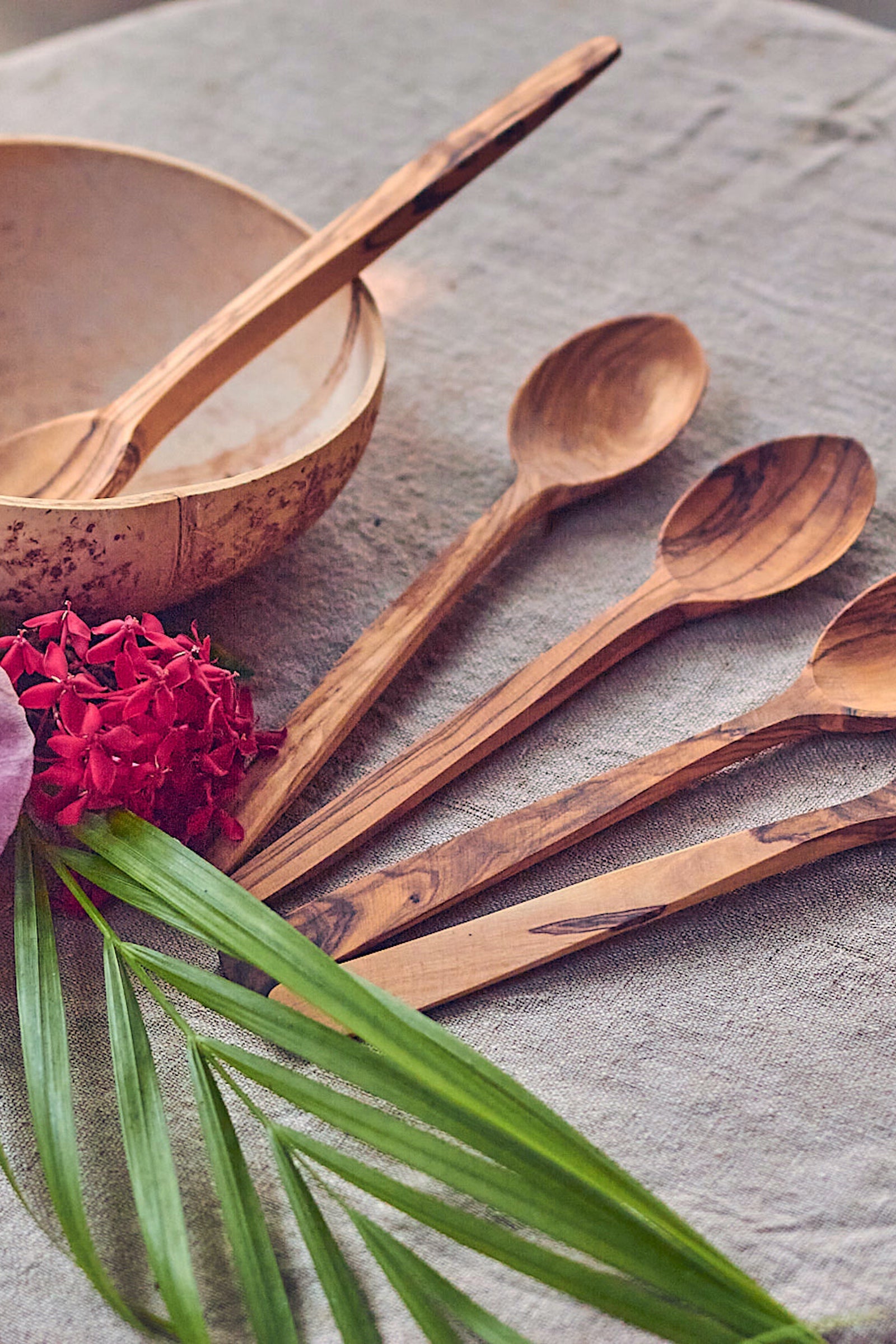 Olive Wood Carved Spoons ⋙ SET of 5