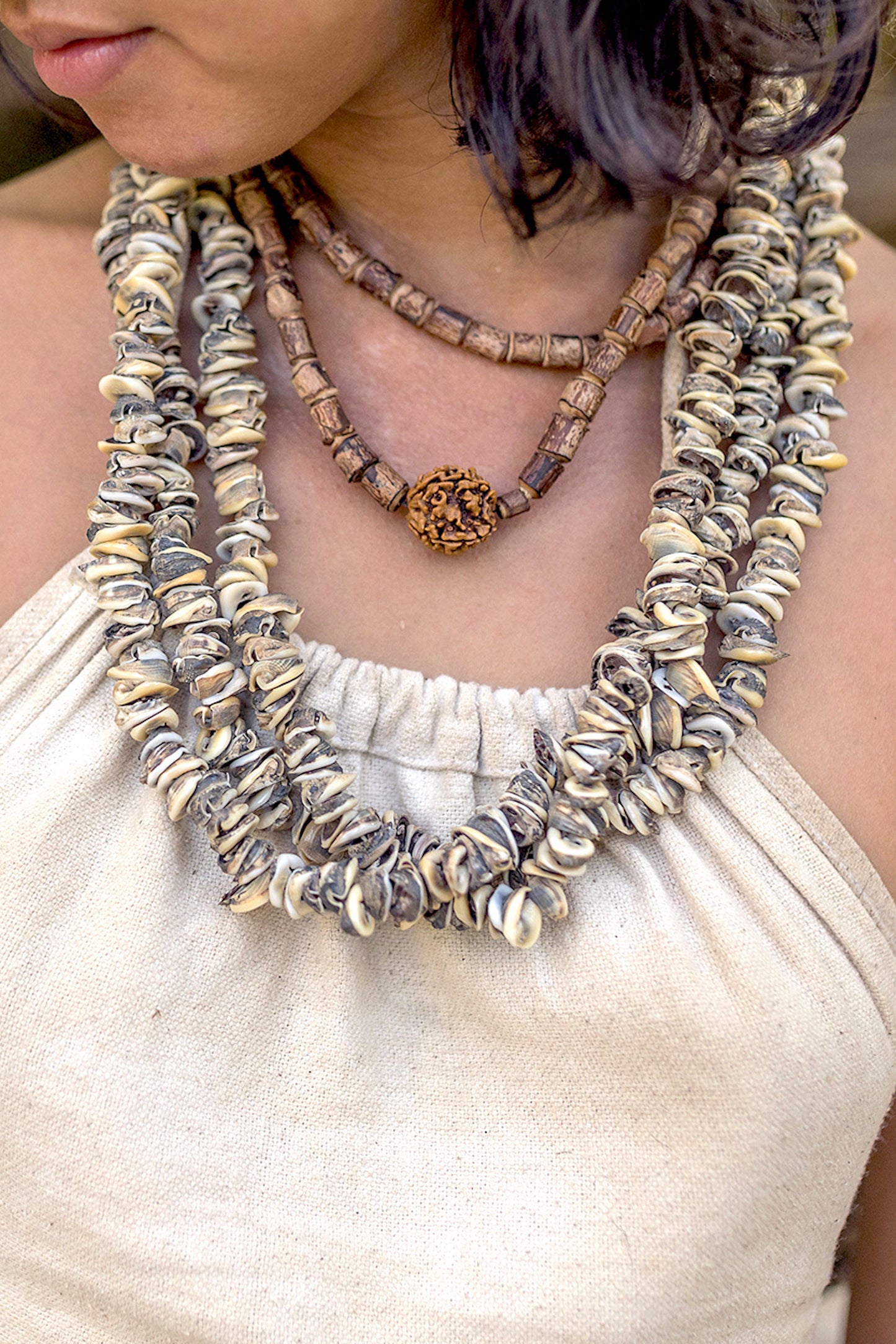 Papua Tribal ๑ Sea Shells ๑ 3 Strands Necklace