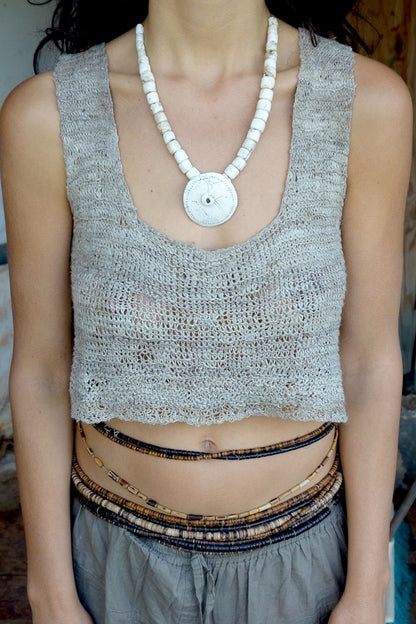 Short Nettle Yarn Knitted Top