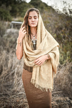 Tribal Raw Silk Shawl ~ Traditionaly handspun Handwoven ~