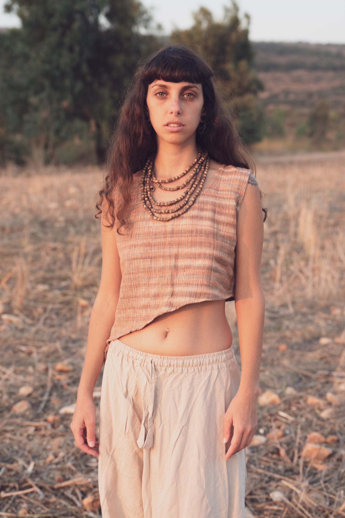 Sleeveless Pointy Top ~ Khadi Cotton