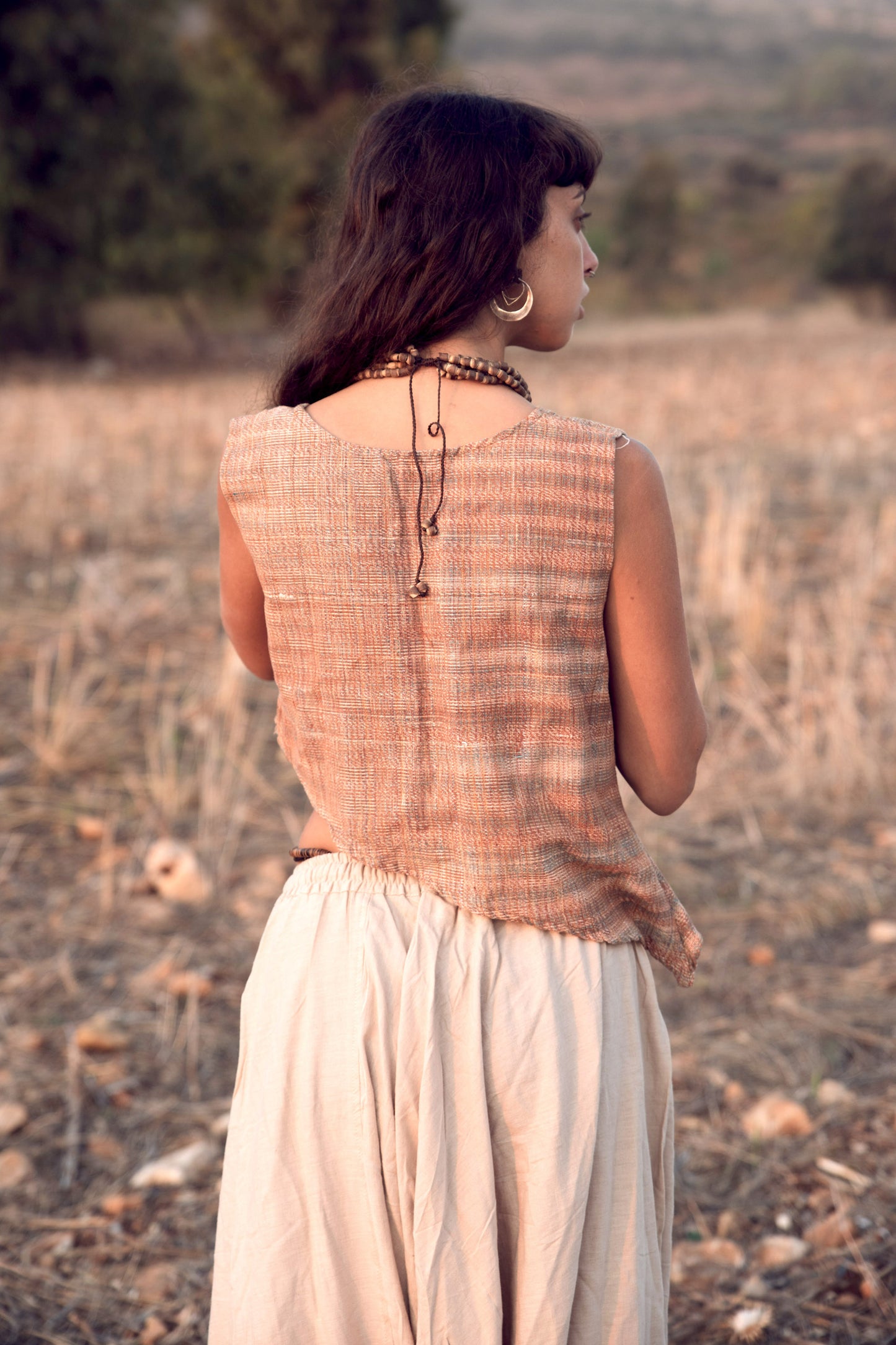 Sleeveless Pointy Top ~ Khadi Cotton