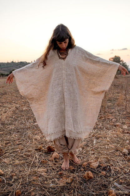 Frayed Raw Cotton Poncho