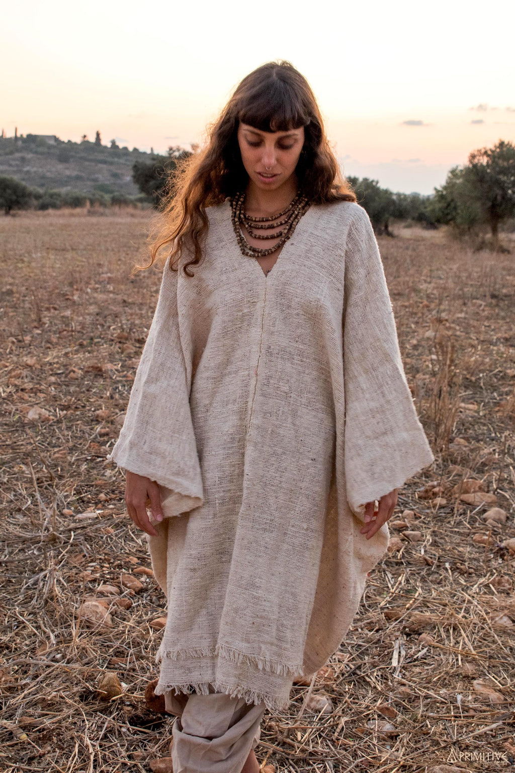 Frayed Raw Cotton Poncho