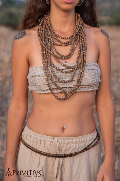 Raw Wood Earthy Necklace ๑⋙ 10 Strands
