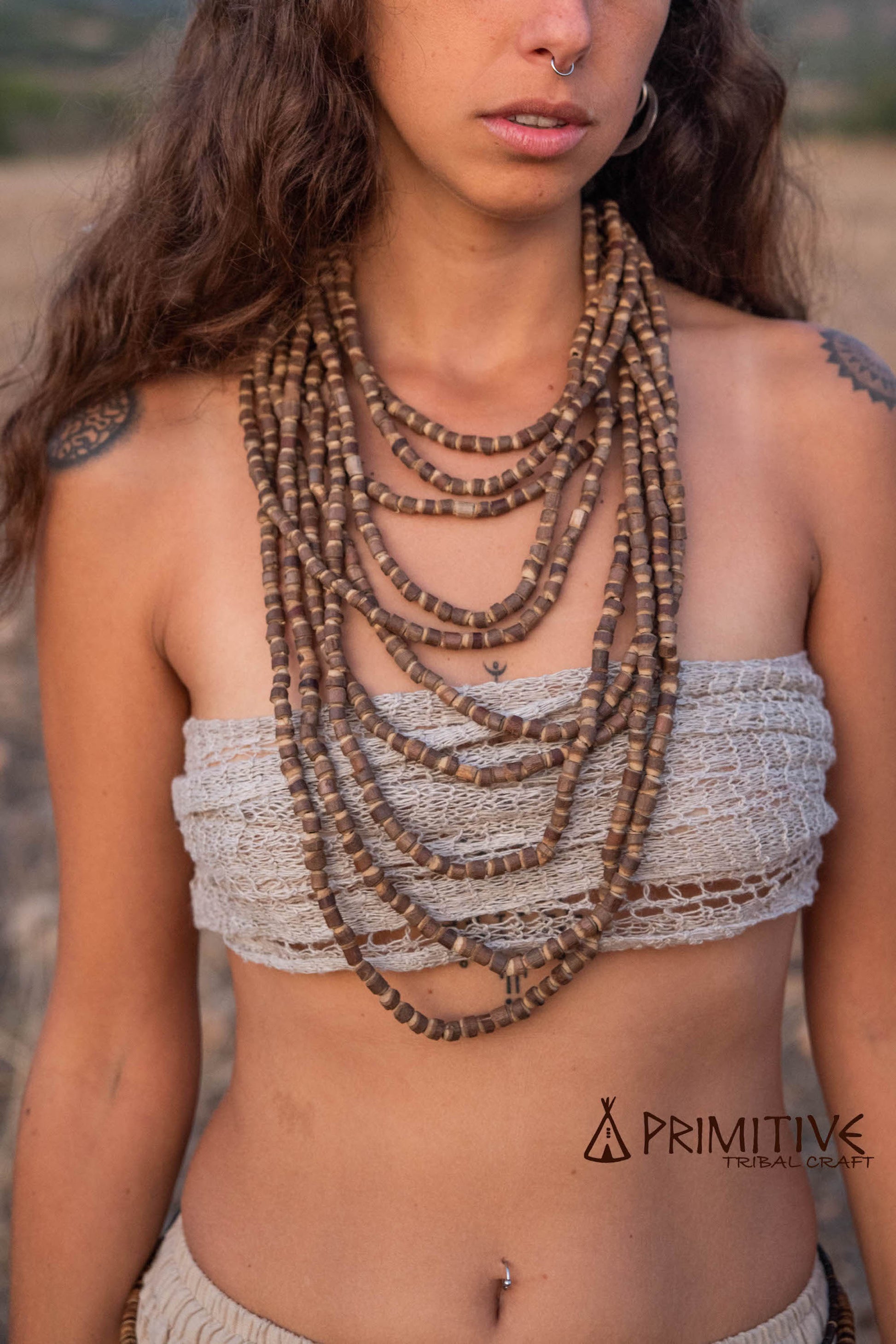 Raw Wood Earthy Necklace ๑⋙ 10 Strands