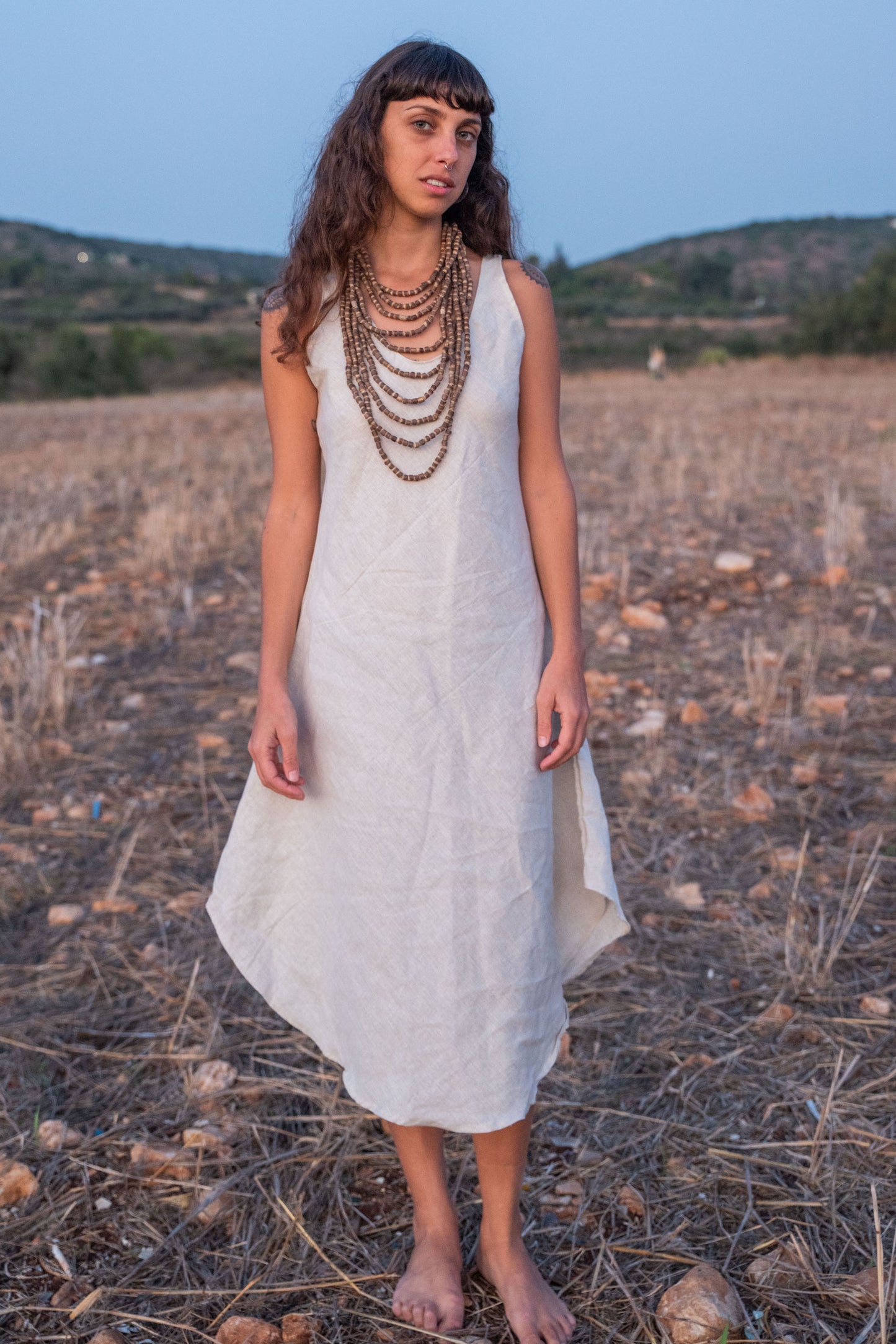 Kalya Dress »» Natural Linen Dress »» Sleeveless Short Dress