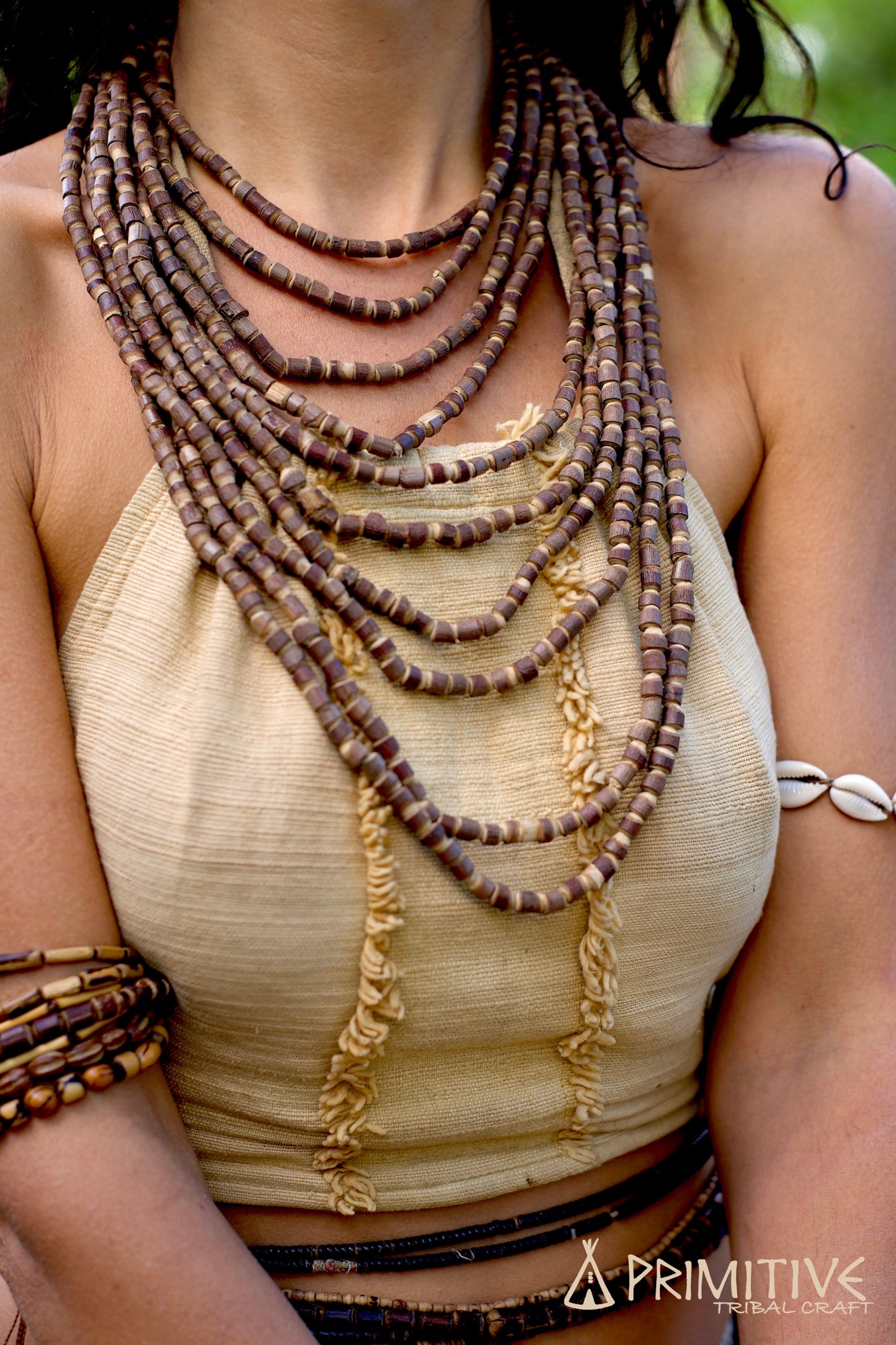 Raw Wood Earthy Necklace ๑⋙ 10 Strands