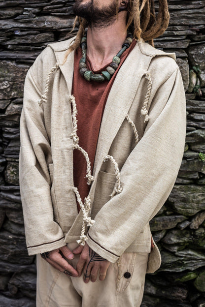 Natural Raw Silk Tribal Jacket ~ Arrows