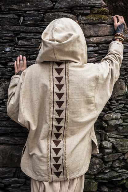 Natural Raw Silk Tribal Jacket ~ Arrows