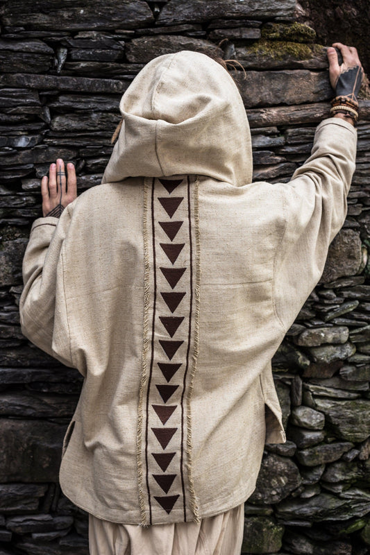 Natural Raw Silk Tribal Jacket ~ Arrows