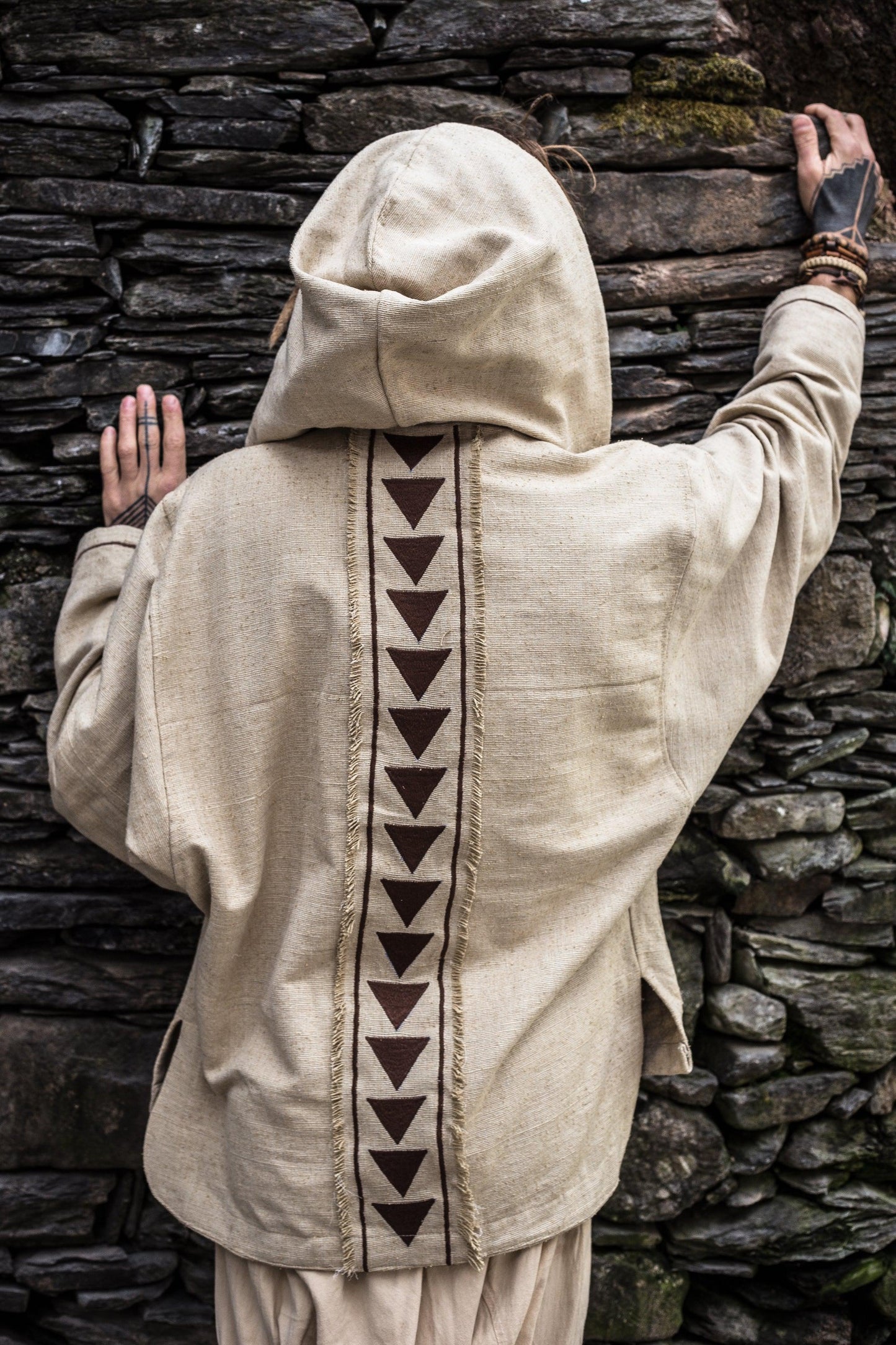 Natural Raw Silk Tribal Jacket ~ Arrows