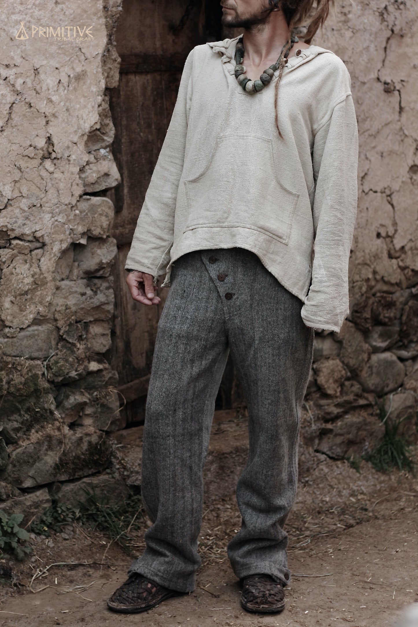 Himalayan Handwoven Wool Men Straight Pants ⫸ GRAY