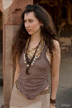 Backless Halter Top with Frayed Edges ⋙