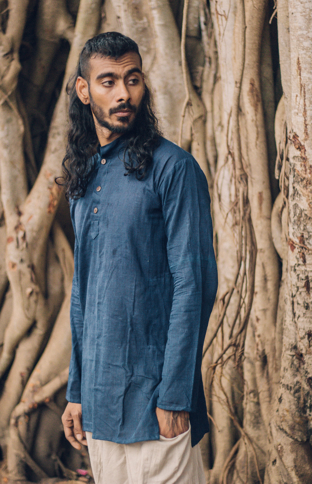 Handwoven Cotton Kurta ~ Indigo