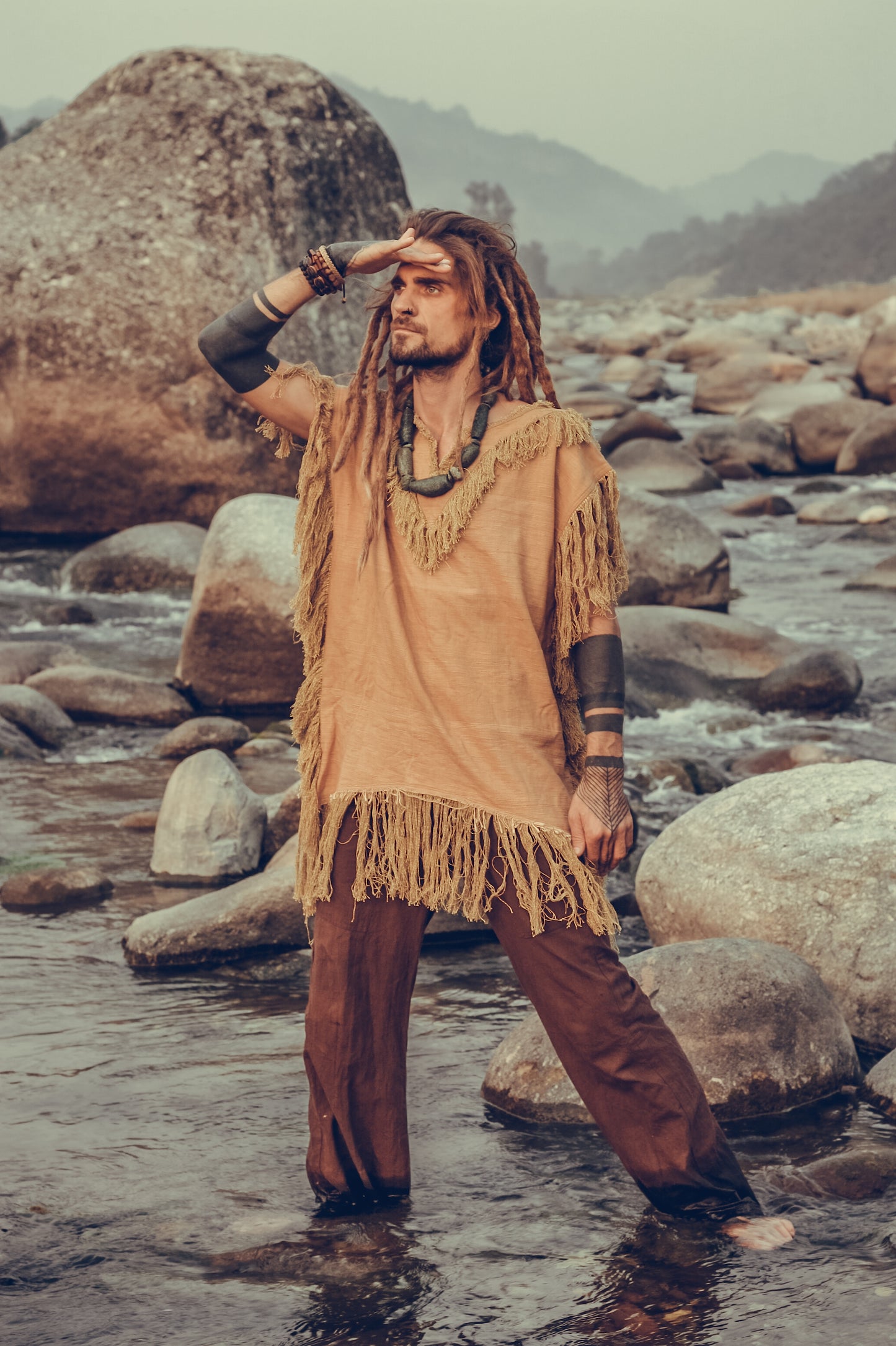 Native Spirit Sleeveless Shirt ~ Handwoven Khadi Cotton