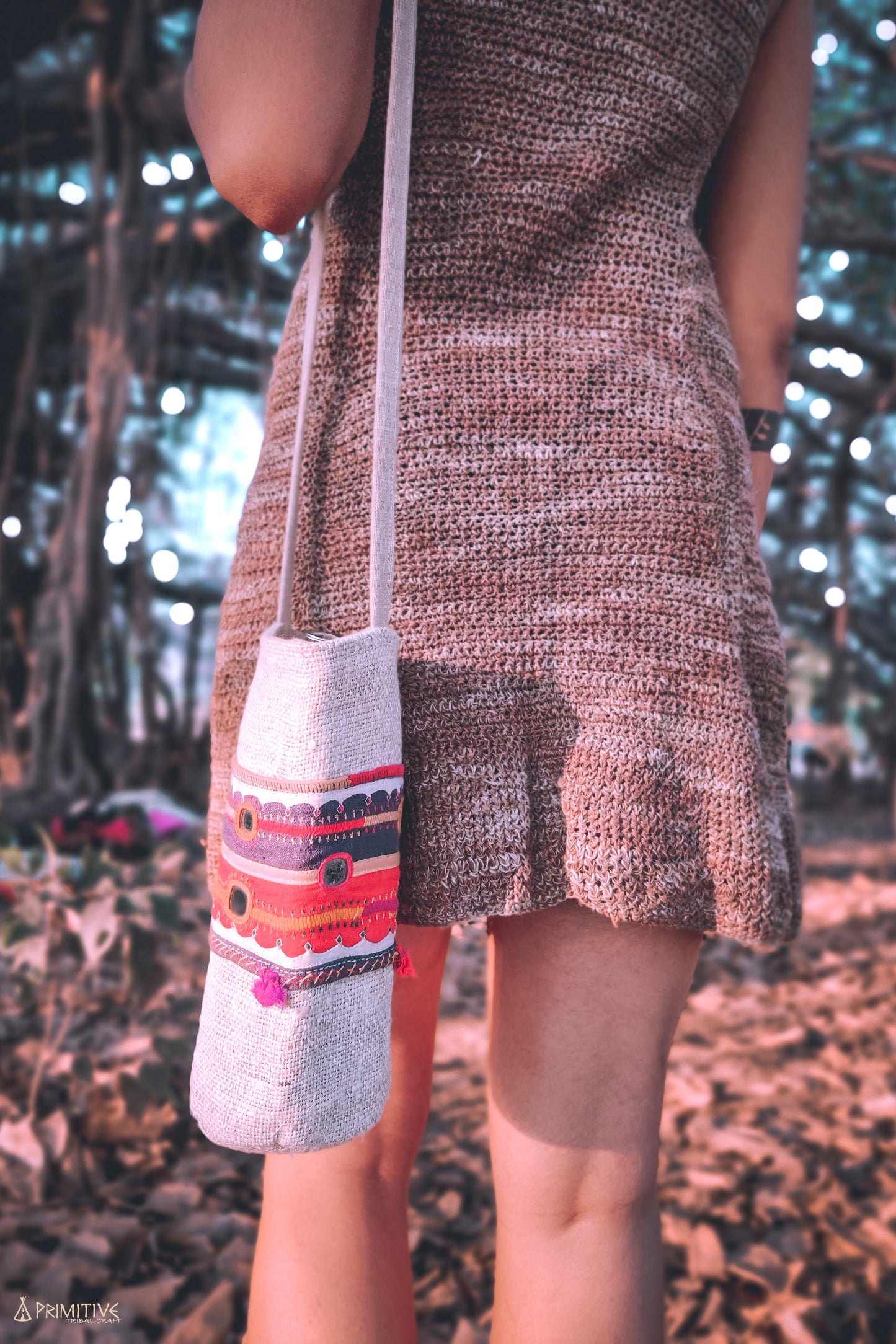 Hemp Bottle Holder ⋙⋗ with Banjara Tribal Hand Embroidery