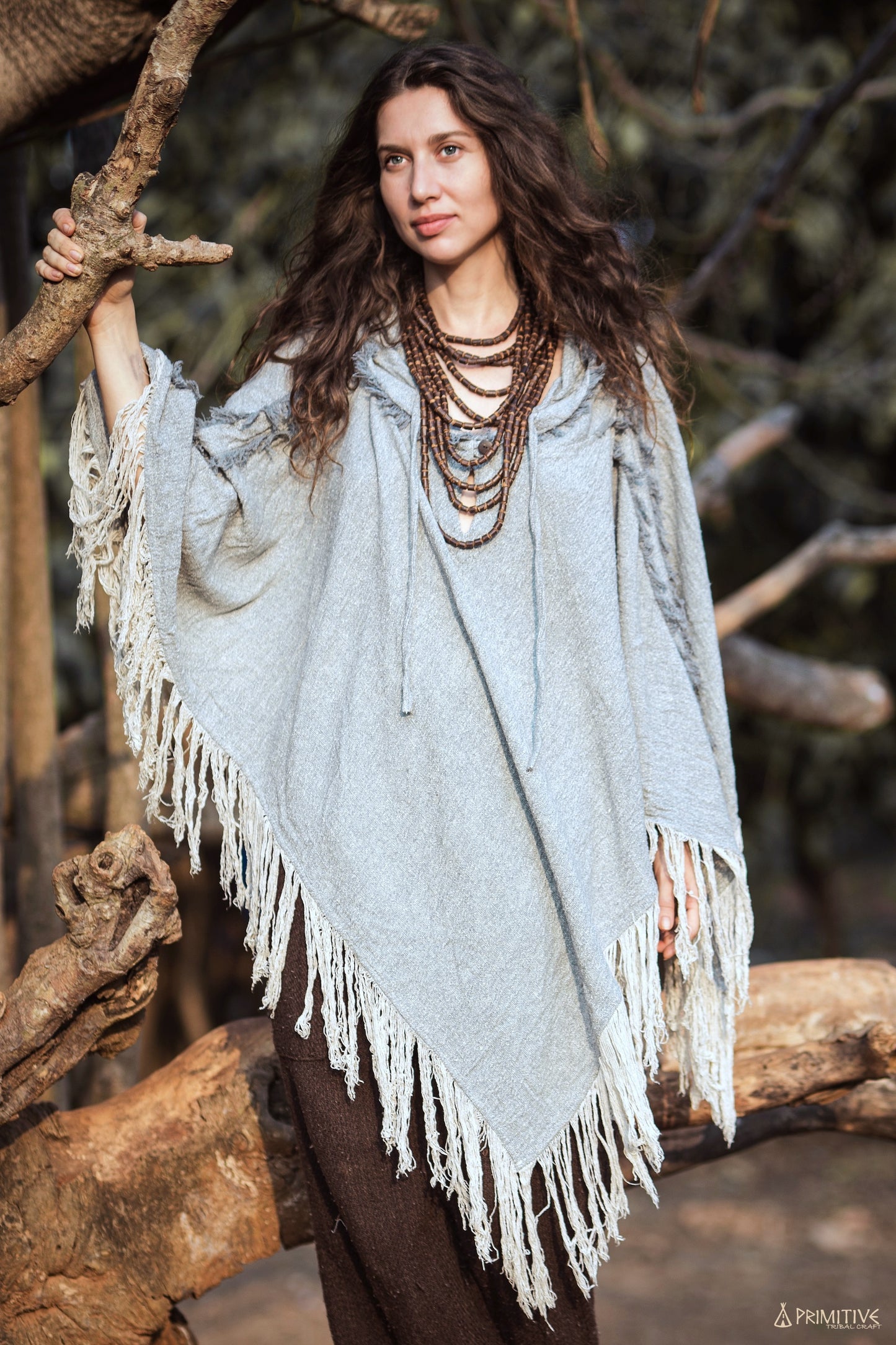MOUNTAIN BIRD Poncho ⋙ Frayed Wild Raw Silk Poncho ⋘ Medicine Clothing