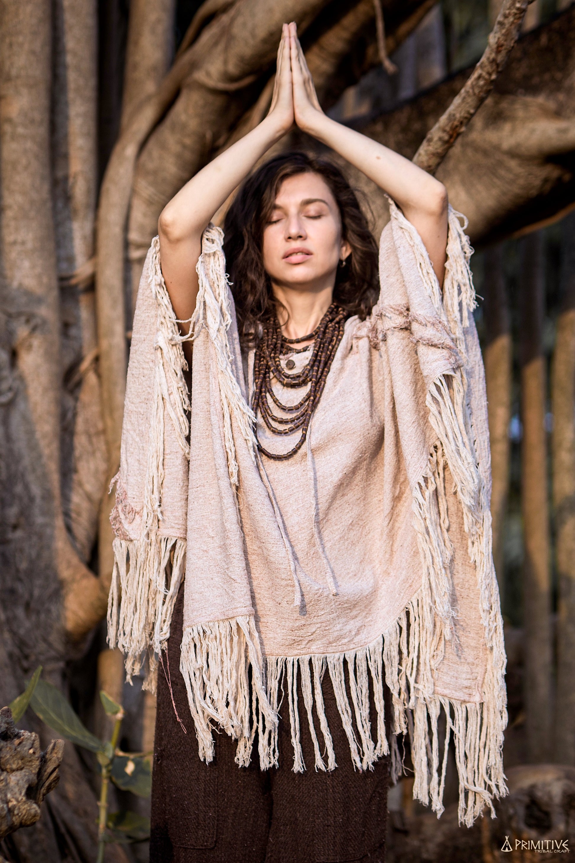 MOUNTAIN BIRD Poncho ⋙ Frayed Wild Raw Silk Poncho ⋘ Medicine