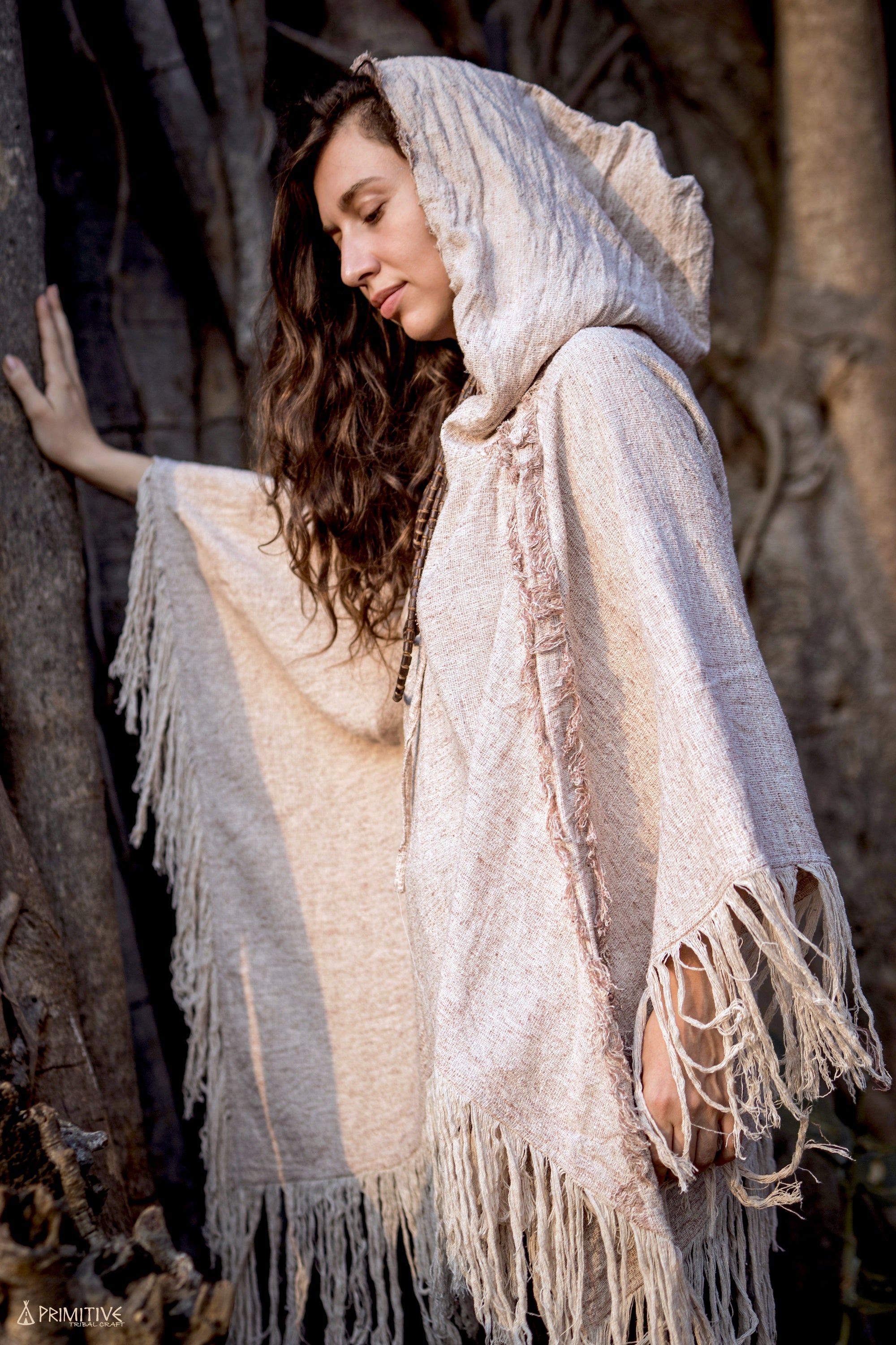 MOUNTAIN BIRD Poncho ⋙ Frayed Wild Raw Silk Poncho ⋘ Medicine