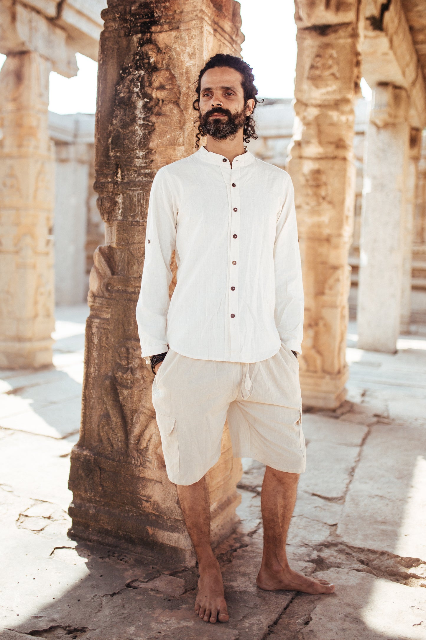 Buttoned Natural Shirt ⋙ Handwoven Khadi Cotton