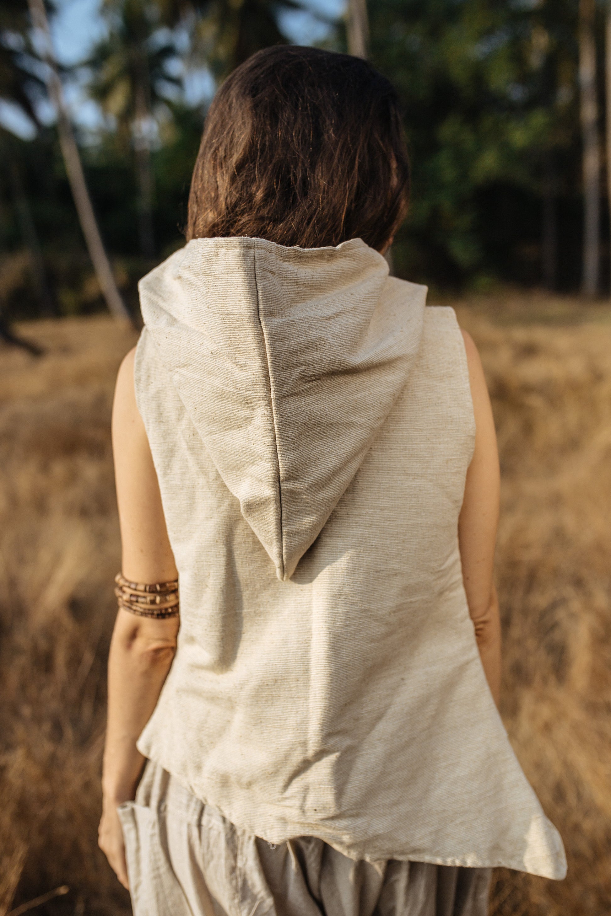 PiXie Vest With Hoodie ⋙ Raw Silk