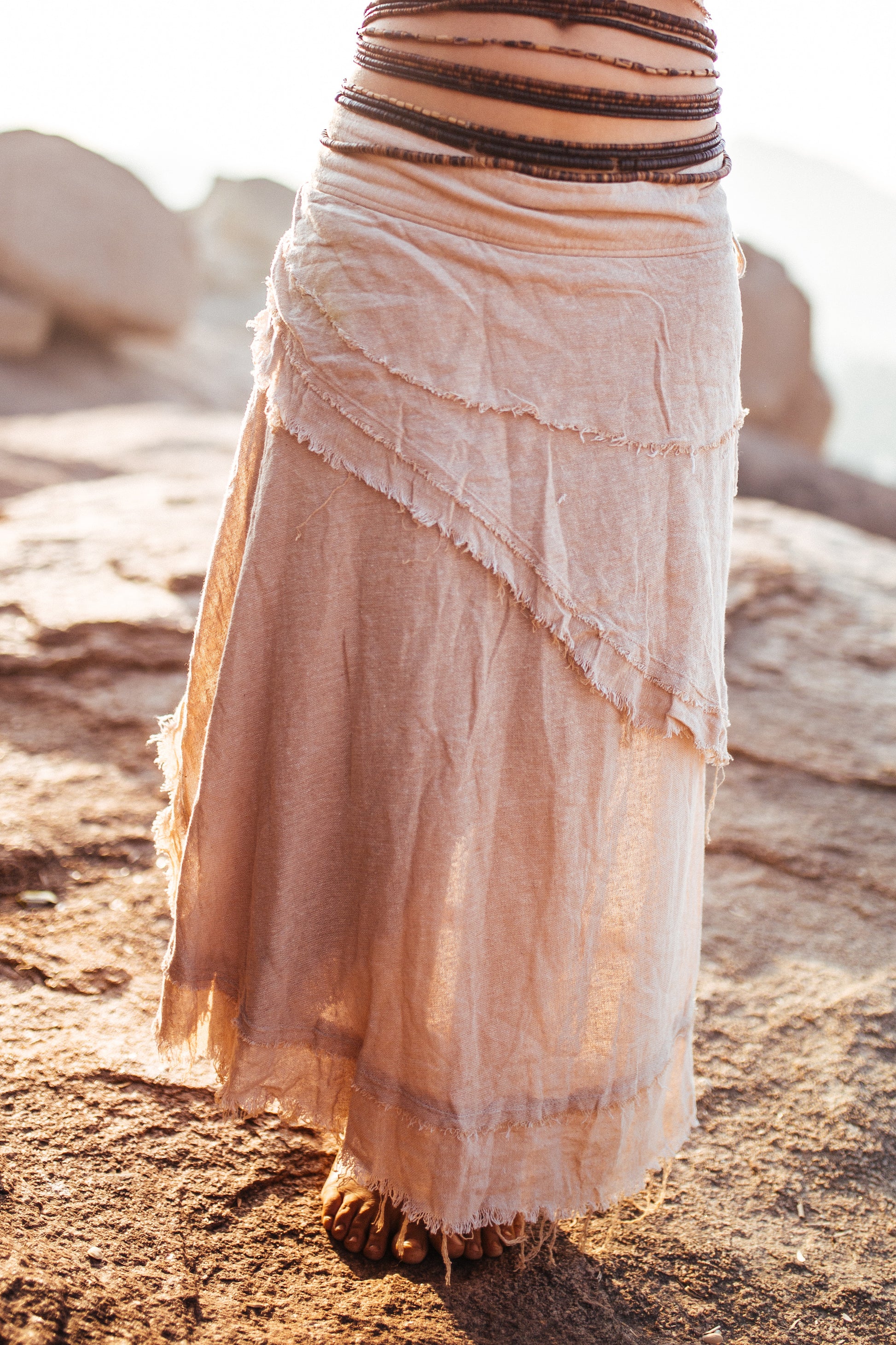 Gypsy Long Wrap Skirt ⋙⋗ with Frayed Edges ⋙⋗