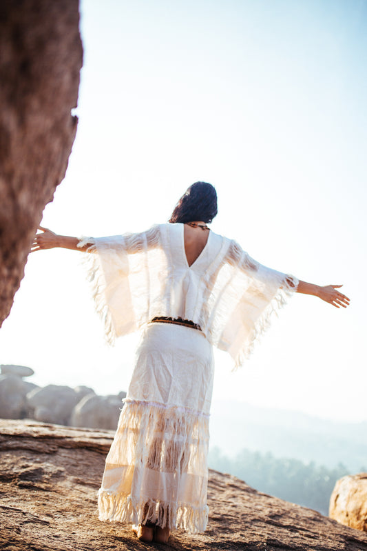 Frayed Cotton Poncho