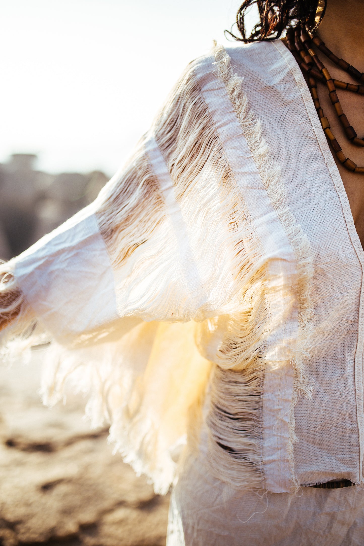 Frayed Cotton Poncho