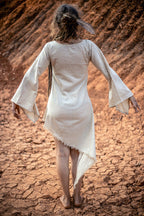 Asymmetrical Long Sleeves Dress ⫸ Raw Silk