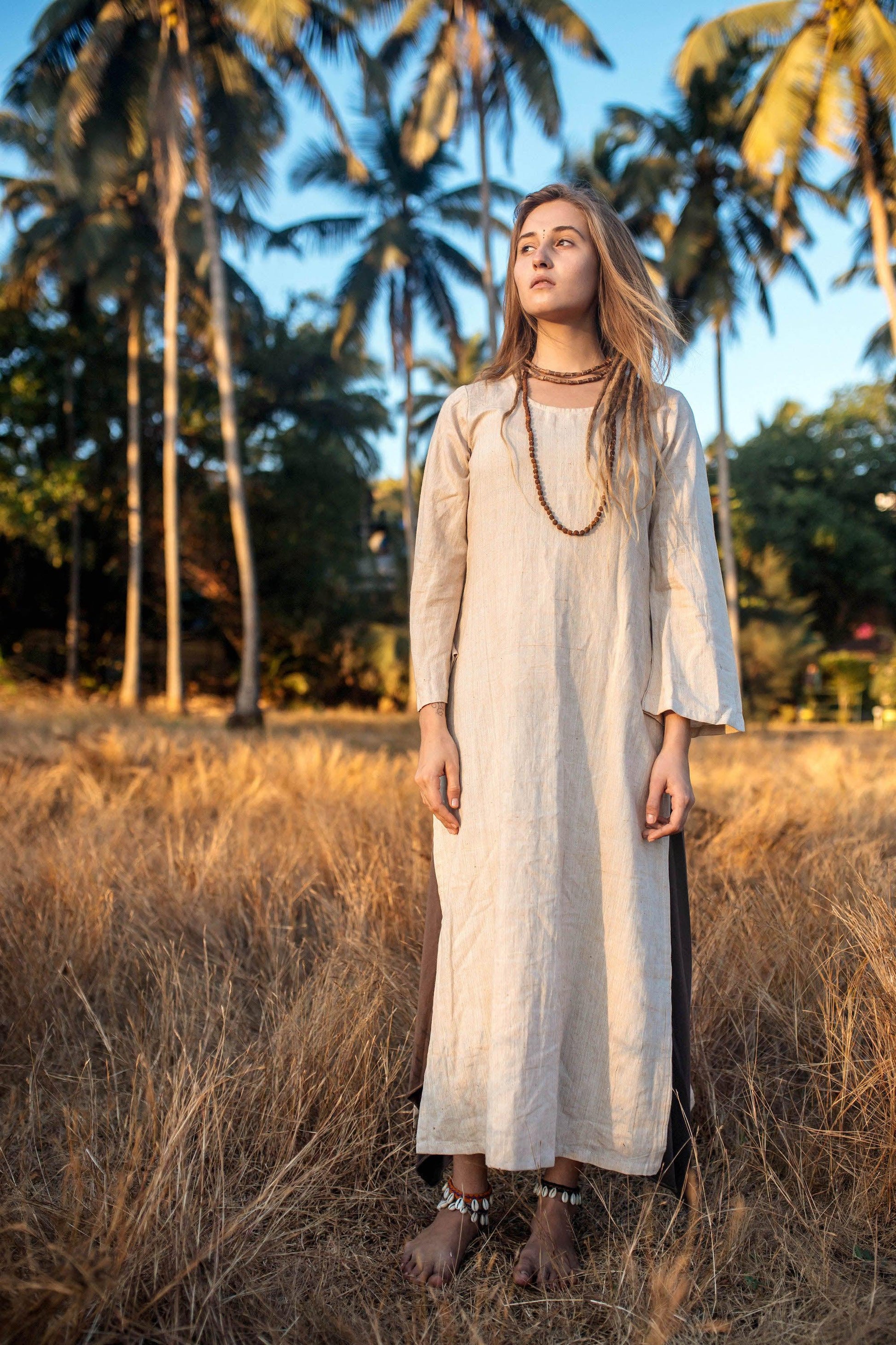tribal long sleeve dress Tribal Patchwork Print Poplin Dress
