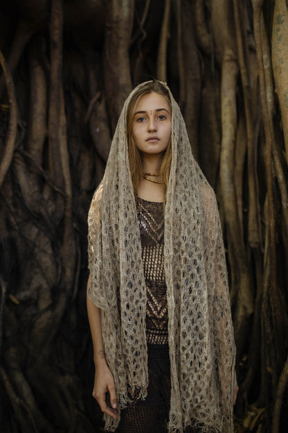 Nettle Yarn Shawl ~ Knitted Himalayan Nettle ~