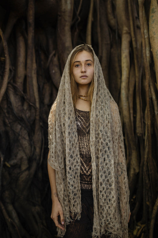 Nettle Yarn Shawl ~ Knitted Himalayan Nettle ~