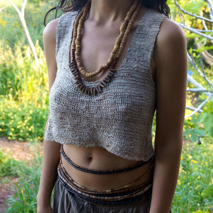 Short Nettle Yarn Knitted Top