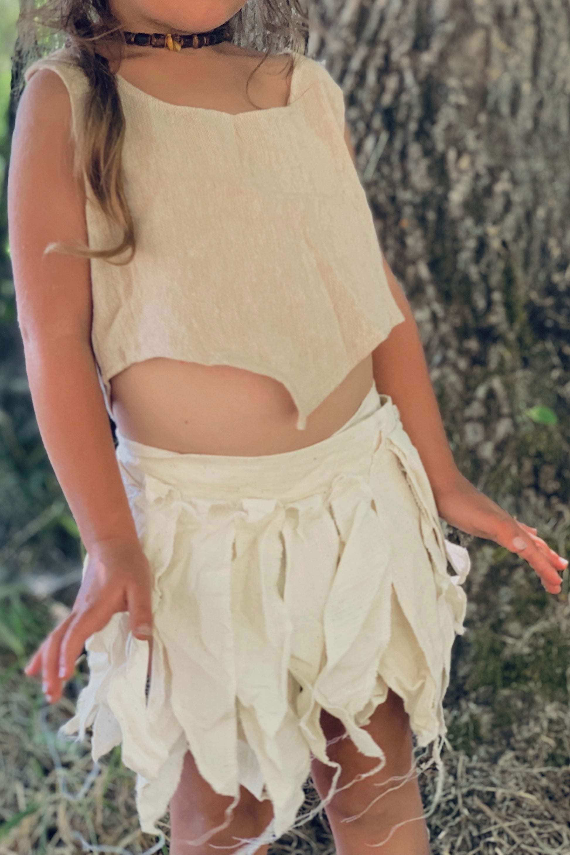 Cream Magic Leaves ⋙ Pixie Skirt ⋙ Belt For Children