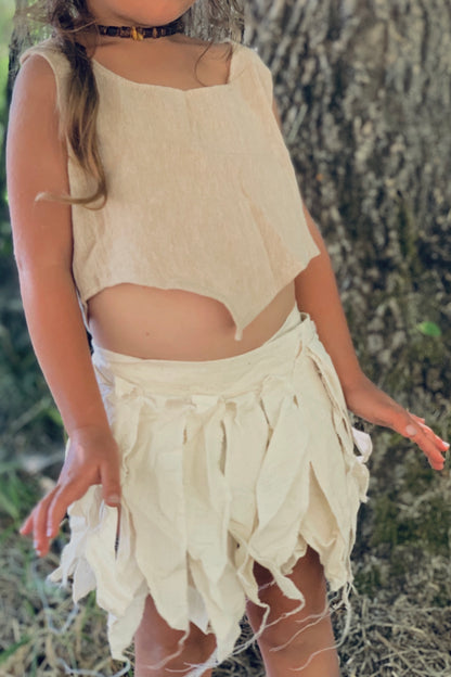 Cream Magic Leaves ⋙ Pixie Skirt ⋙ Belt For Children