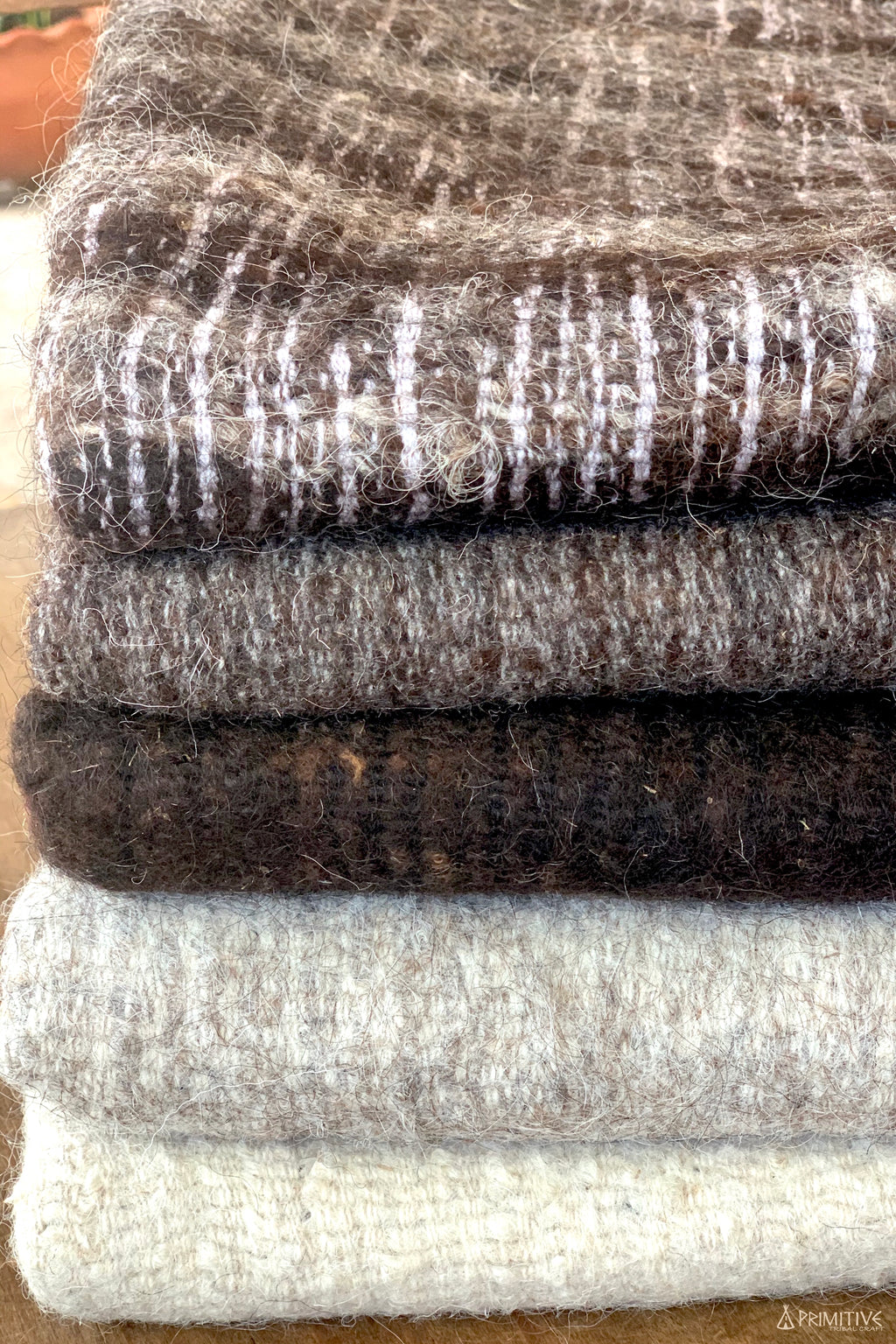 Earth Felt ๑ Hand Felted Raw Wool Mats ๑ SET of 5 Natural Wool Shades