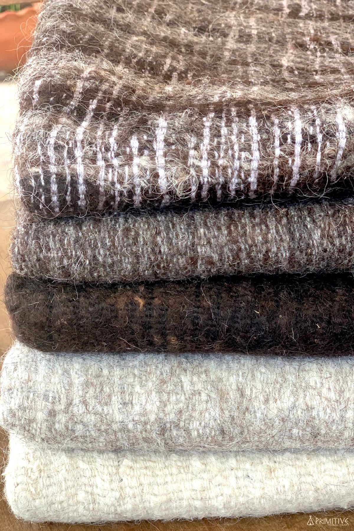 Earth Felt ๑ Hand Felted Raw Wool Mats ๑ SET of 5 Natural Wool Shades