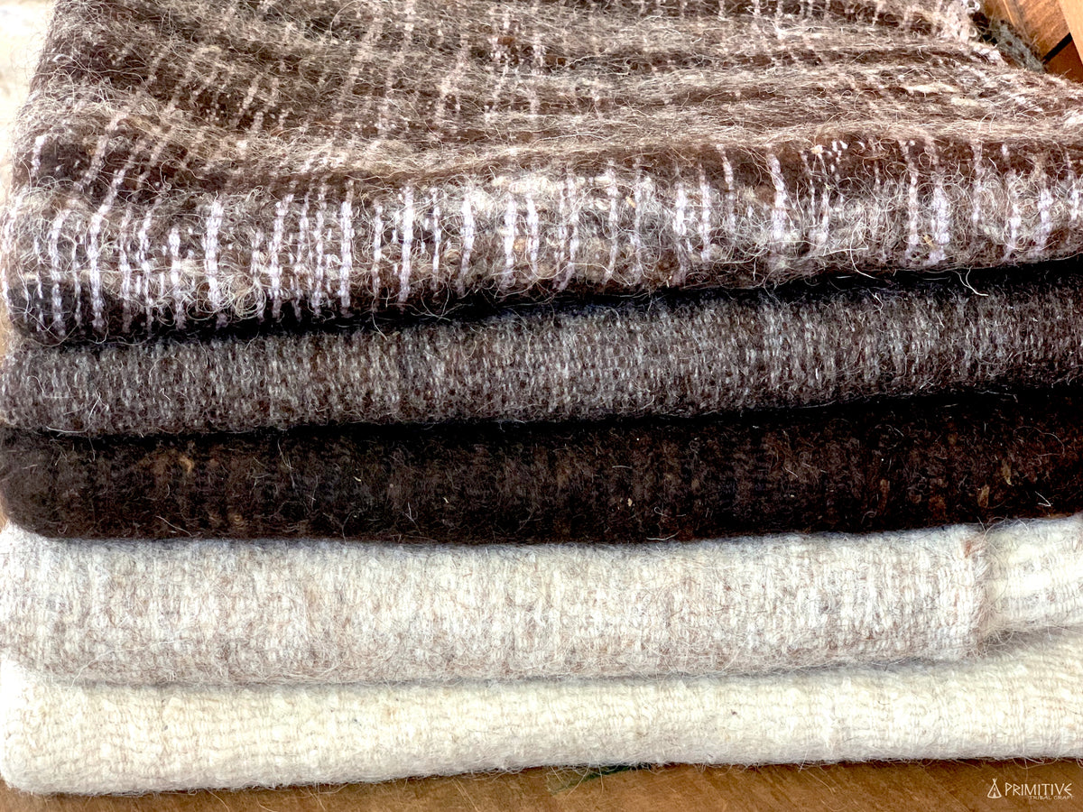 Earth Felt ๑ Hand Felted Raw Wool Mats ๑ SET of 5 Natural Wool Shades