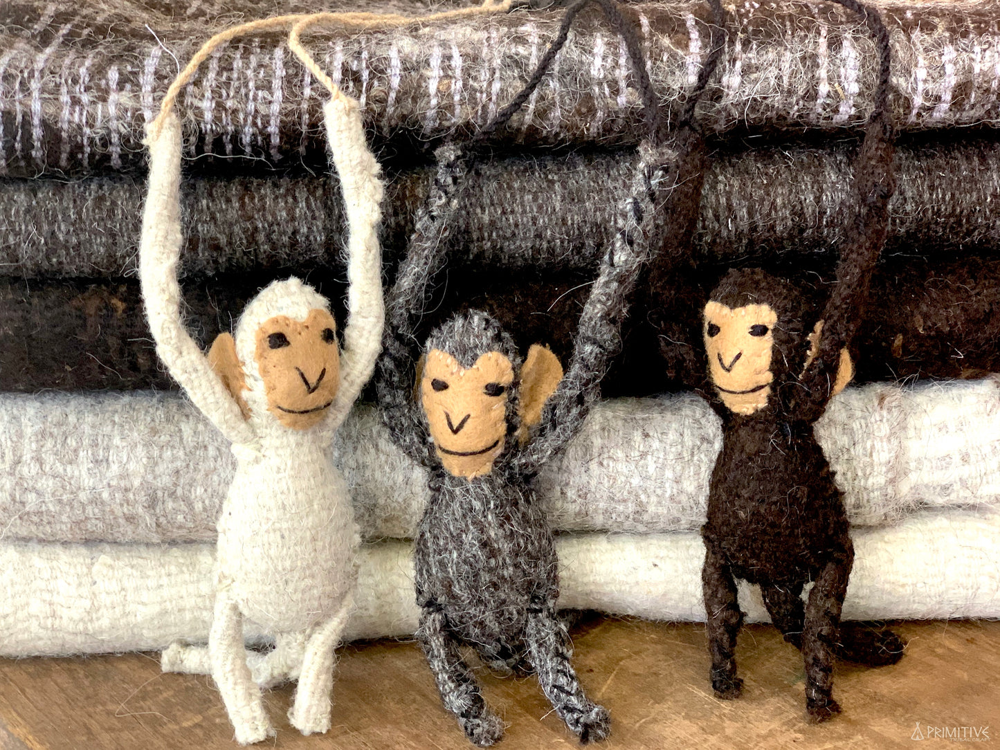 Earth Felt ๑ Hand Felted Raw Wool Mats ๑ SET of 5 Natural Wool Shades