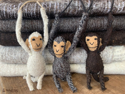 Felted Handstitched Monkeys ๑⋙ Natural Wool Toys ⋘๑ SET of 5