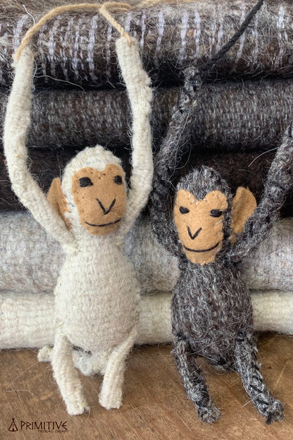 Felted Handstitched Monkeys ๑⋙ Natural Wool Toys ⋘๑ SET of 5