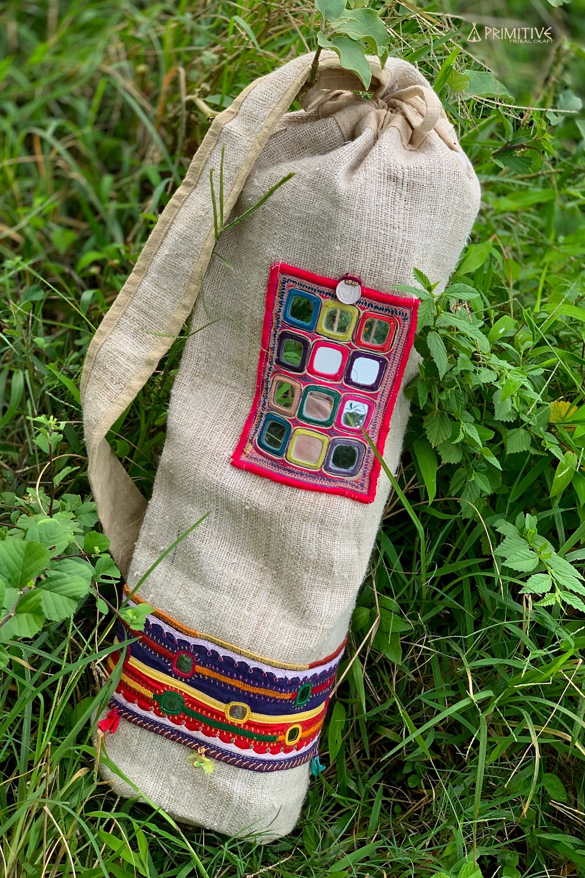 Hemp Yoga Mat Bag ⫸ Banjara Patches & Traditional Hand Embroidery
