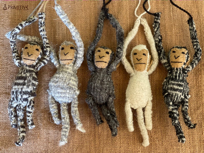 Felted Handstitched Monkeys ๑⋙ Natural Wool Toys ⋘๑ SET of 5