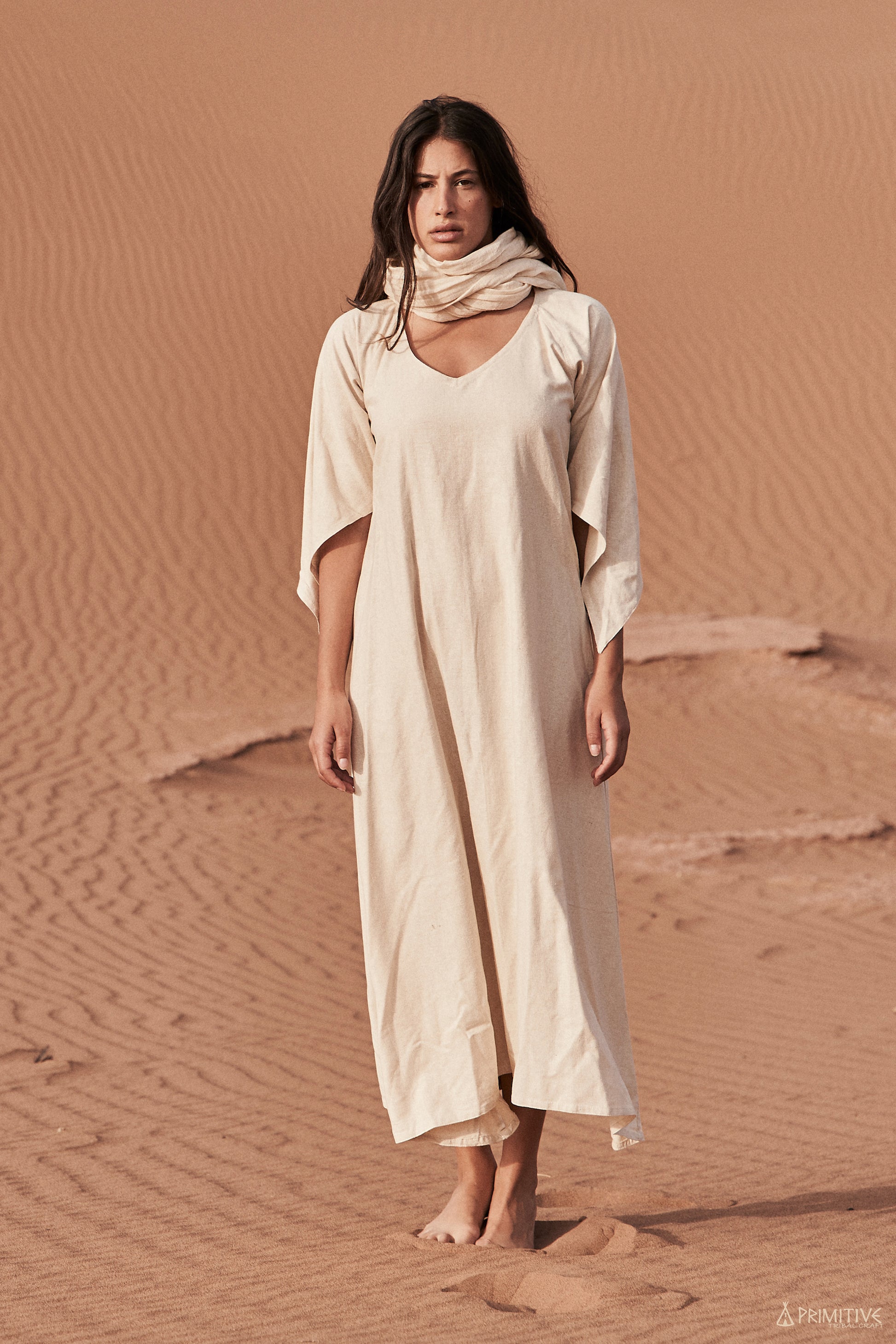 silk cloth dress Raw Silk Vintage Style Dress XS-S / Light Brown